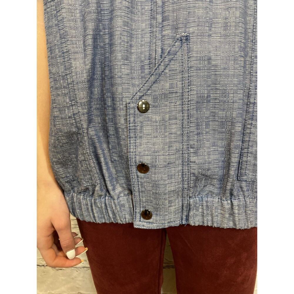 DEREK LAM jacket zip short sleeve denim High Neck Size S Hooded pockets - Picture 3 of 12